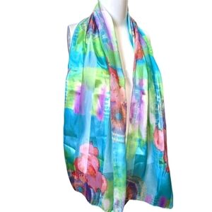 multicolor tropical pastel blue green sheer scarf